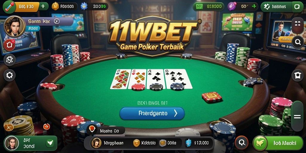 Tampilan permainan Poker yang seru dan mengasyikkan di 11WBET.