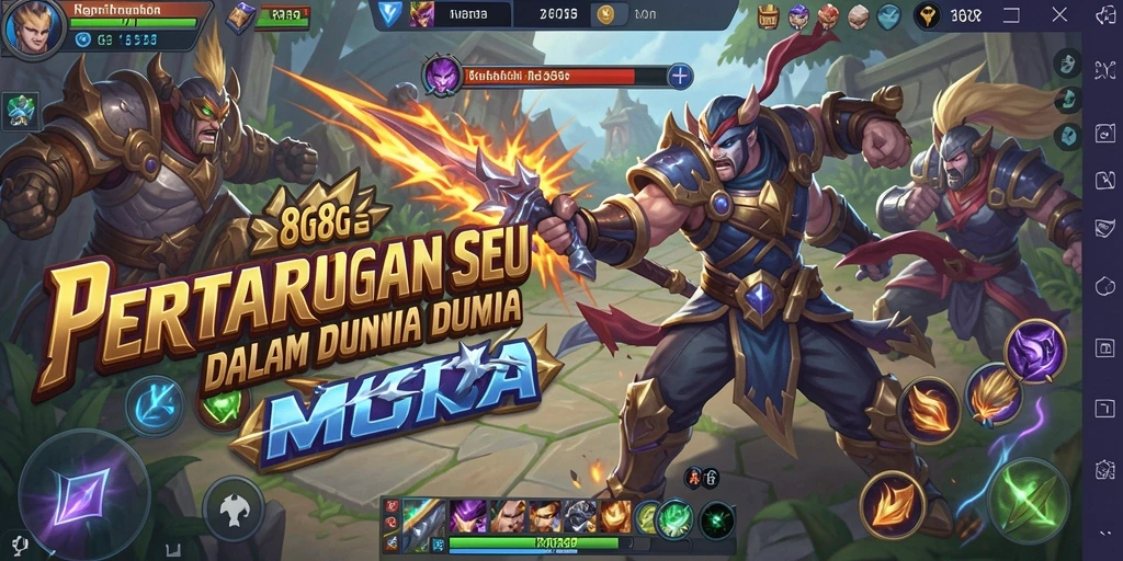 Screenshot menunjukkan pertempuran seru dalam game MOBA 8G8G.