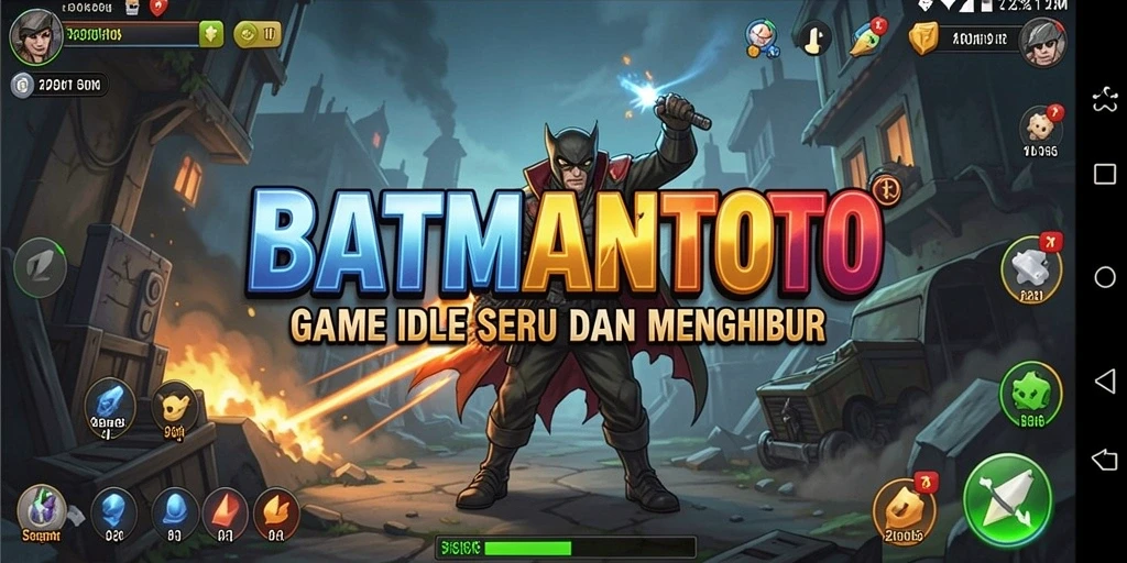 Tampilan gameplay utama BATMANTOTO dengan karakter dan sumber daya Idle.