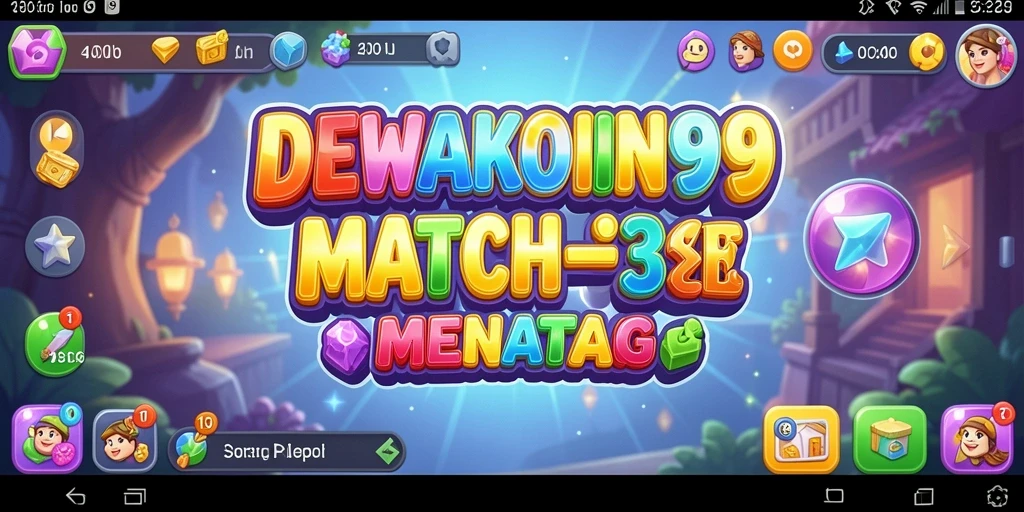 Tampilan gameplay seru dari DEWAKOIN99 dengan level Match-3.