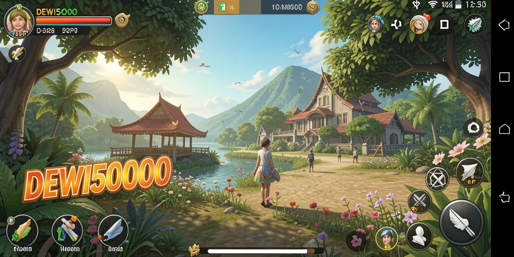 Tampilan gameplay DEWI5000 yang ceria dan mengasyikkan.