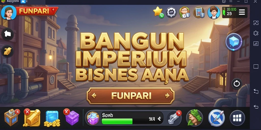 Tampilan gameplay FUNPARI yang menonjol dalam manajemen bisnis.