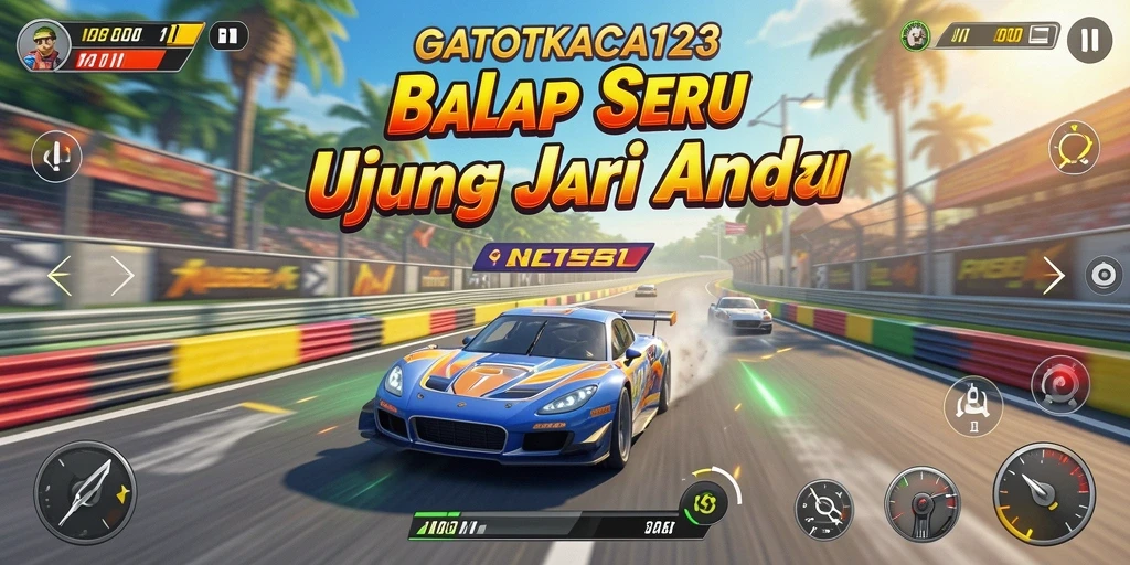 Screenshot utama GATOTKACA123 menampilkan aksi balap yang mendebarkan.