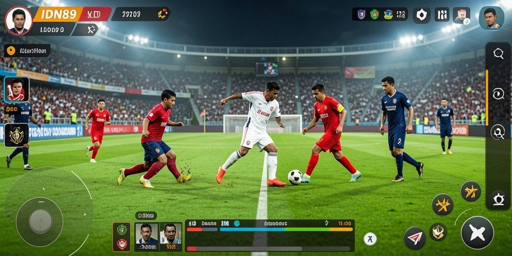 Tampilan menegangkan saat pertandingan sepak bola dalam IDN89.