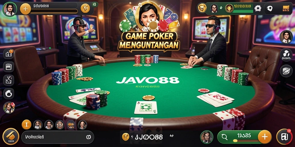 Screenshot permainan JAVO88 menampilkan aksi poker yang seru.