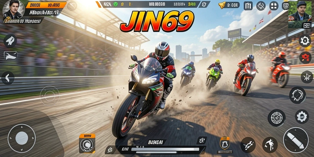 Tampilan seru gameplay balapan motor di JIN69.