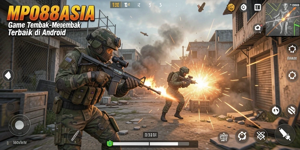 Tangkapan layar gameplay MPO88ASIA menampilkan pertempuran sengit dalam dunia FPS yang realistis.